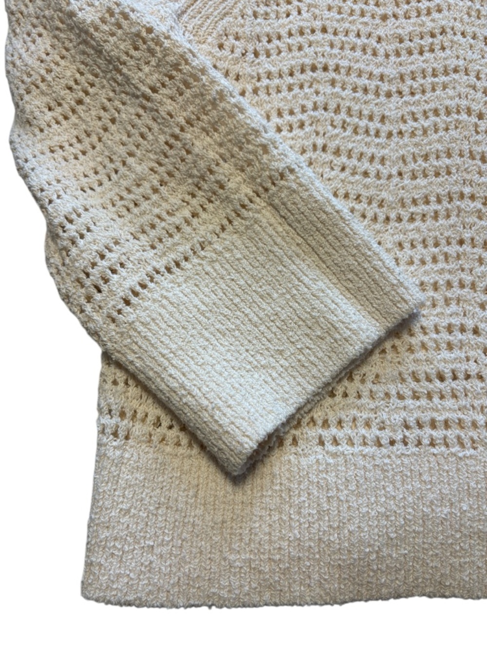 J. Crew Pointelle Crewneck Sweater Size XL Cream Open Knit Beachy Summer NWT - Picture 7 of 10